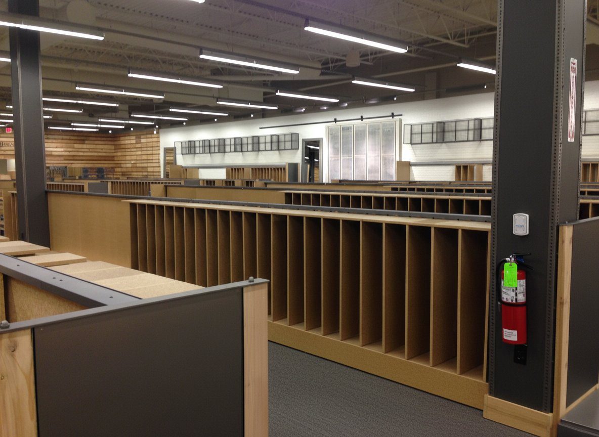 DSW checkout area construction, Ithaca, NY